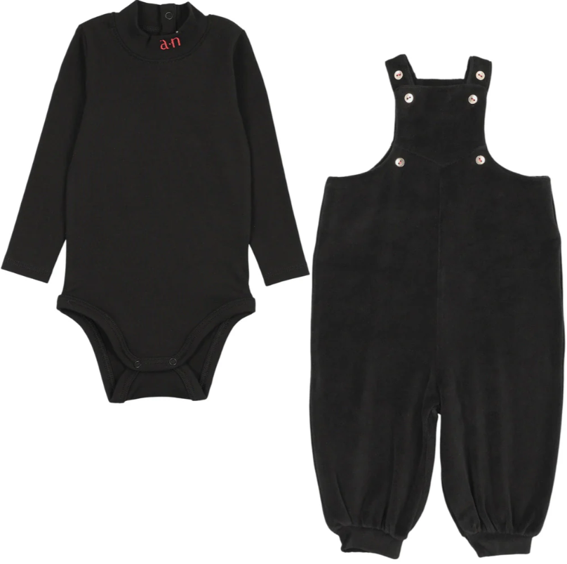 ANN OF NAN BLK VLR ROMPER W ONSIE(18M-3Y)