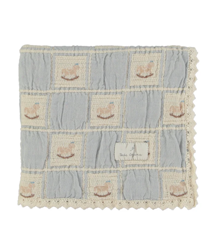 BEBE ORGANIC ROCKING HORSE PATCHWORK BLANKET(OS)