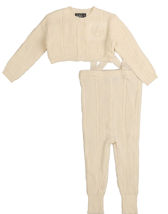 BELATI  OVERALL WITH CABLE CARDIGAN (9M-3Y)