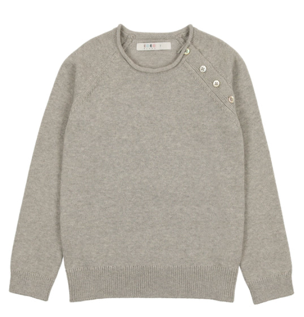 COCO BLANC CREW BUTTON SWEATER (2-12Y)