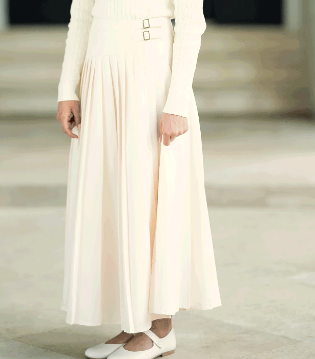 COCO BLANC PLEATED BUCKLE SKIRT (10-20Y)