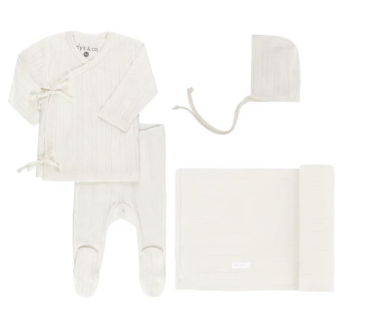 ELY & CO EMB CHERRY POINTELLE 4PC BRIS SET (1M-3M)