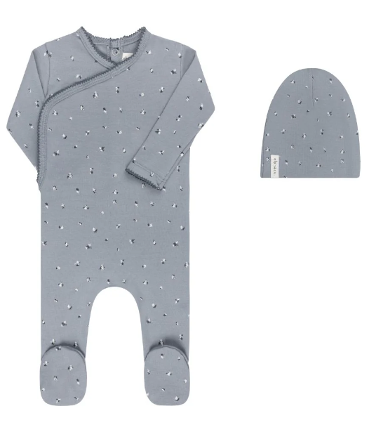 ELY & CO COTTON LEAF FOOTIE W/BEANIE (1M-6M)
