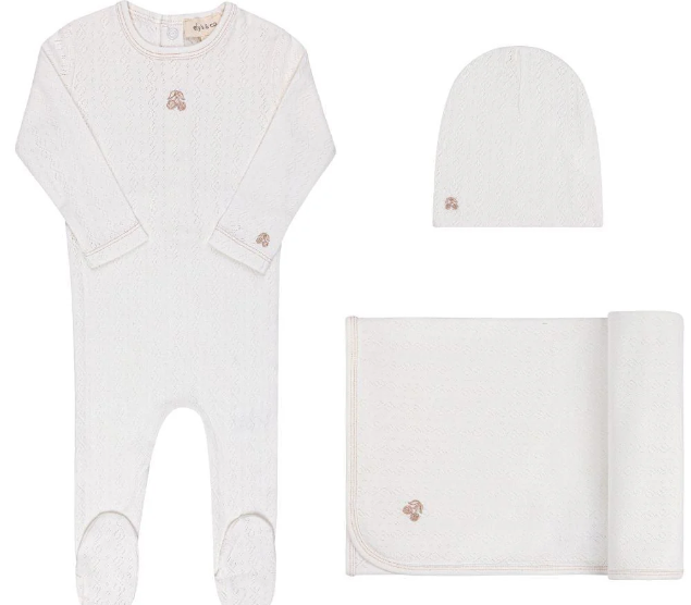 ELY & CO EMB CHERRY POINTELLE 3PC FOOTIE SET (1M-6M)
