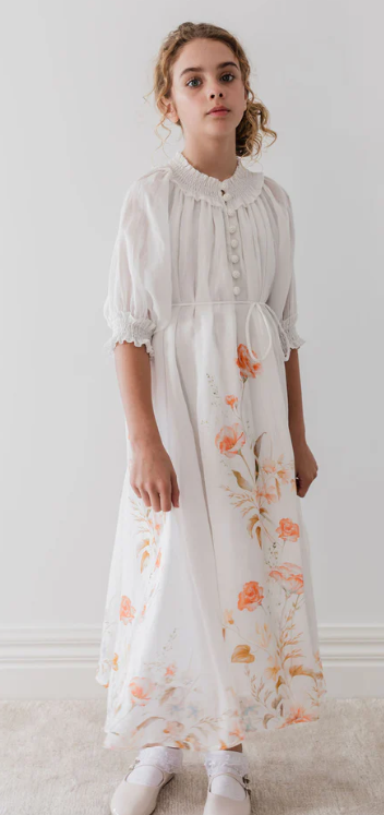 PETITE AMALIE FLORAL LINEN DRESS (10-18Y)