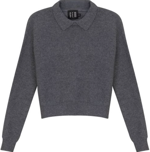 GEM CREW NECK SWEATER W/COLLAR (XS-XL)