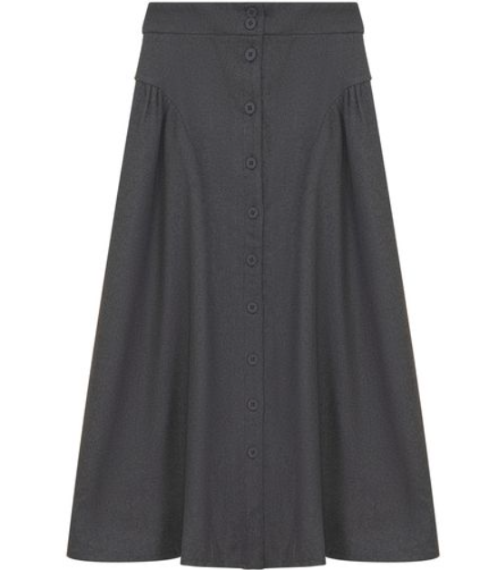 GEM GATHERED BUTTON DOWN SKIRT (XS-XL)