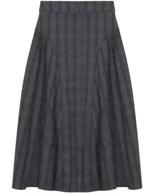 GEM GATHERED BUTTON DOWN SKIRT (XS-XL)