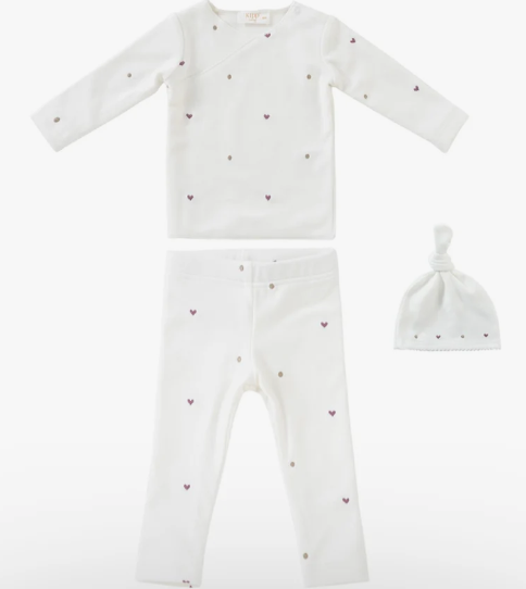 KIPP FLEECE HEART 2PC W/HAT SET (3M-9M)