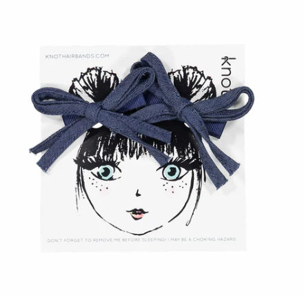 KNOT INDIGO DENIM BOW SET (OS)