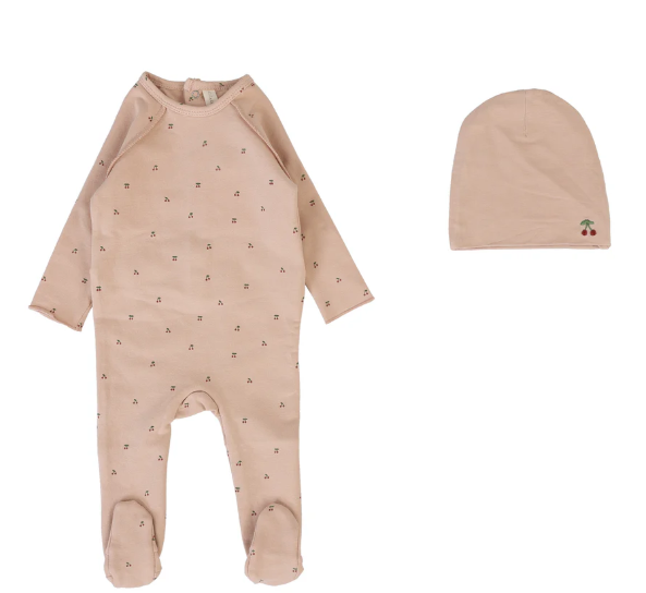 LILETTE CHERRY PRINT FOOTIE SET (6M-9M)