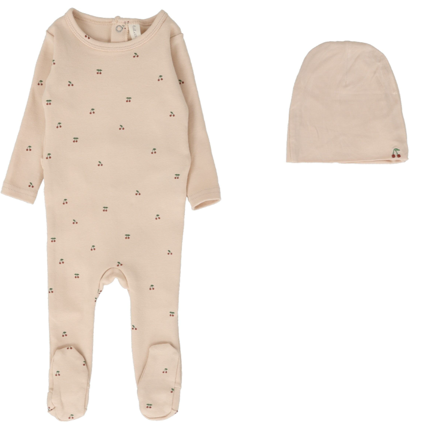 LILETTE SCATTERED CHERRY FOOTIE SET (3M-9M)