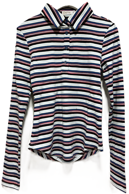 LUNA MAE ELLA STRIPED TEE W/COLLAR (XS-XL)