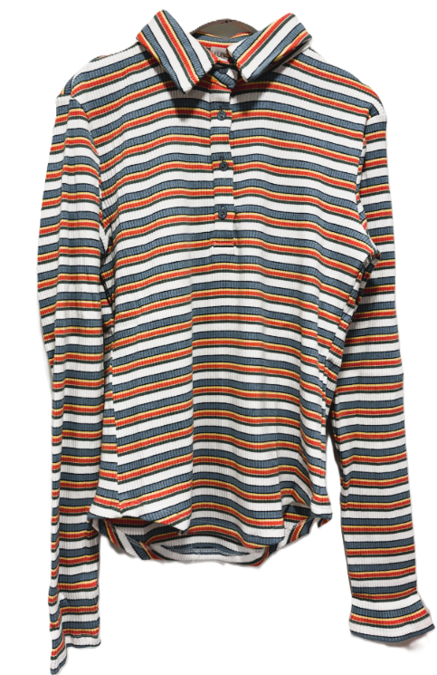 LUNA MAE ELLA STRIPED TEE W/COLLAR (XS-XL)