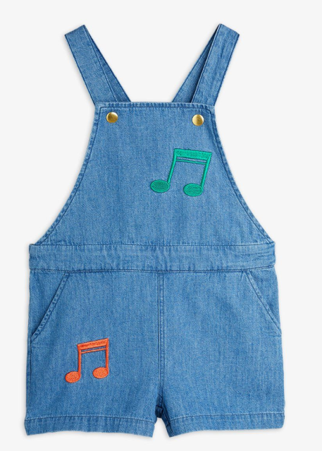 MINI RODINI NOTE EMB DUNGAREES (9M-3Y)