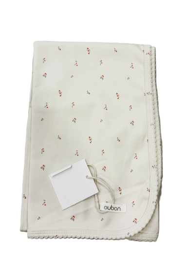 OUBON ALL OVER RED BUD PRINT BLANKET (OS)