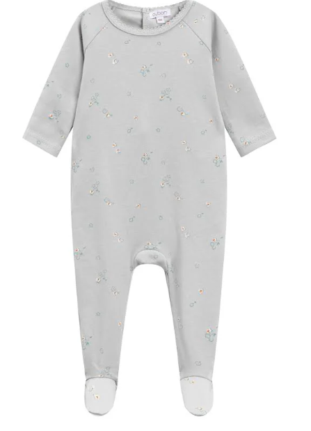 OUBON FLORAL FOOTIE W/BEANIE  (3M-18M)