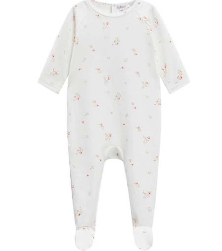 OUBON FLORAL FOOTIE W/BEANIE (3M-12M)