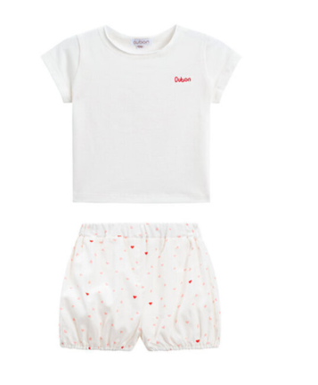 OUBON HEART BLOOMER & TSHIRT (9M-24M)
