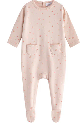 OUBON TULIP PRINT PINK GROUND FOOTIE(1M-9M)