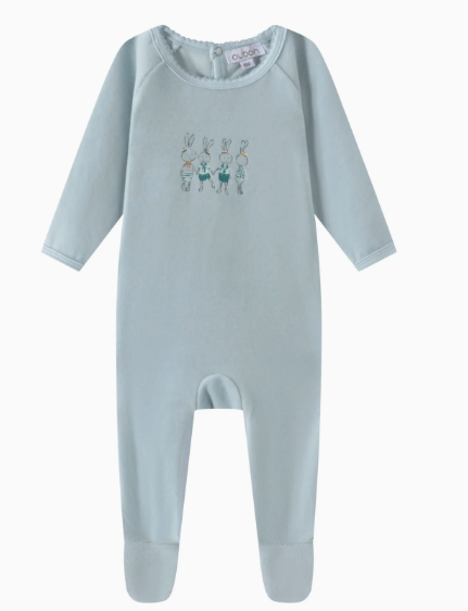 OUBON VELOUR RABBIT PRINT BOYS SET (1M-9M)