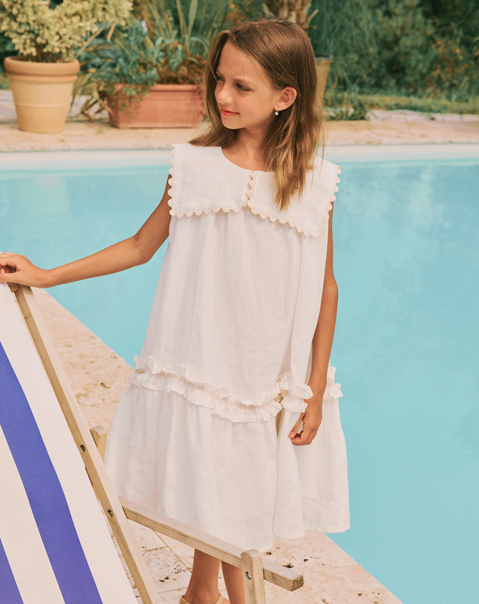 PERNILLE LINEN DRESS W/TRIM (2-12Y)