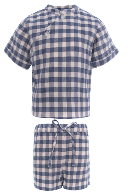 PERNILLE PLAID 4 BUTTONS 2 PC SET (2-6Y)
