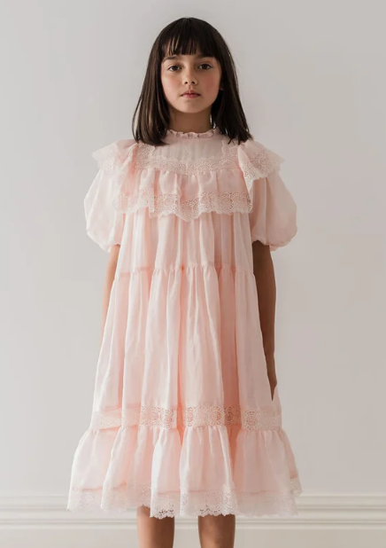 PETITE AMALIE POPPY LACE LINEN DRESS(3-16Y)