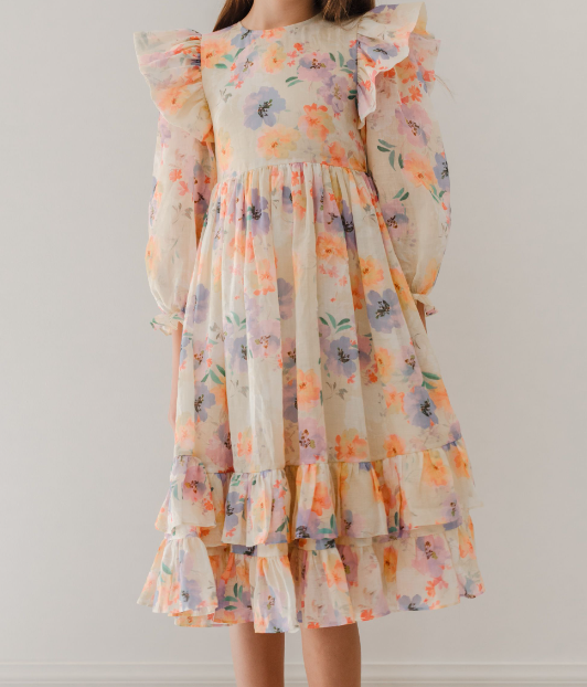 PETITE AMALIE PRINTED LINEN DRESS (12-16Y)