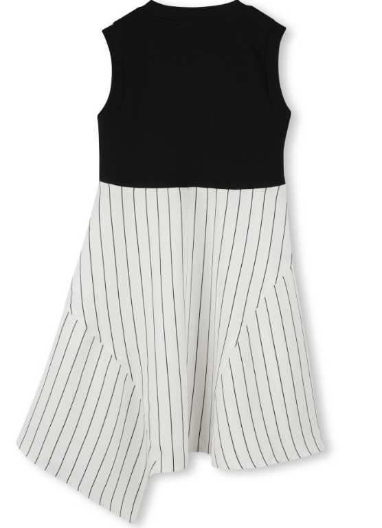 DKNY STRIPED BOTTOM LONG DRESS (4-14A)
