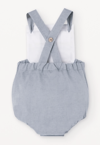 POPELIN DUNGAREE ROMPER W/STRAPS(9M-24M)