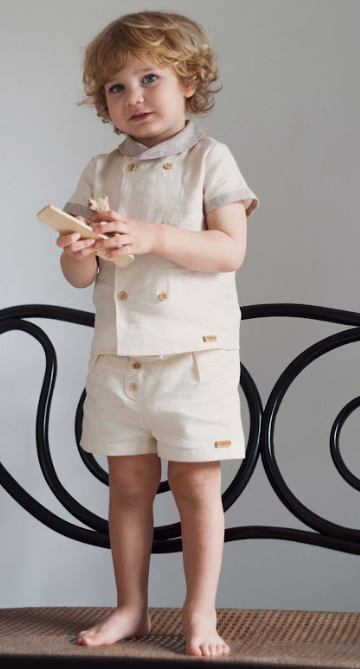 POPELIN LINEN SHIRT SAILOR COLLAR (12M-5Y)