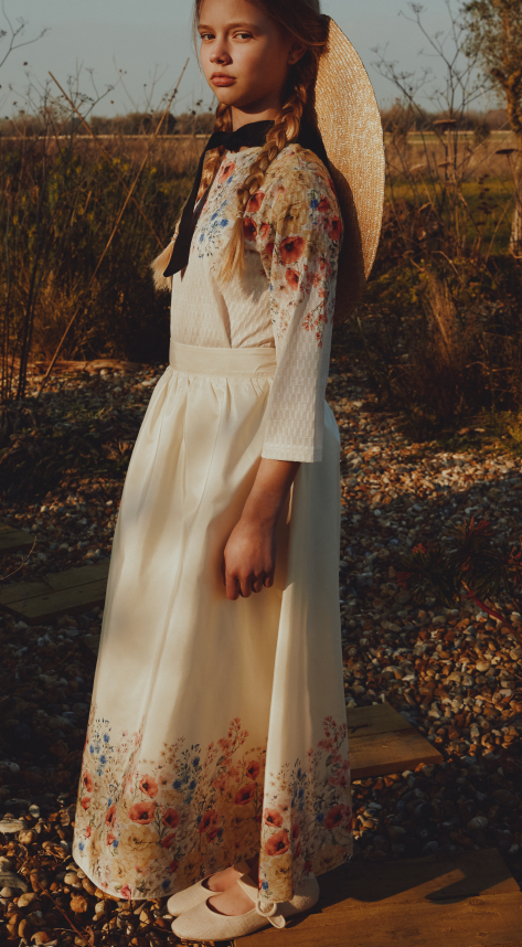 JOUET LINEN GATHERED BLOUSE W/PRINT (12-20Y)