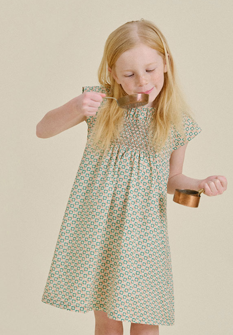 BENE BENE BLOCK SMOCKING DRESS (3-8T)