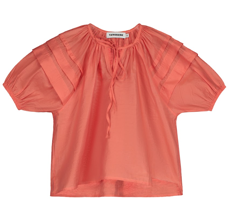 TANGERINE PLEATED VOILE BLOUSE (10-16Y)