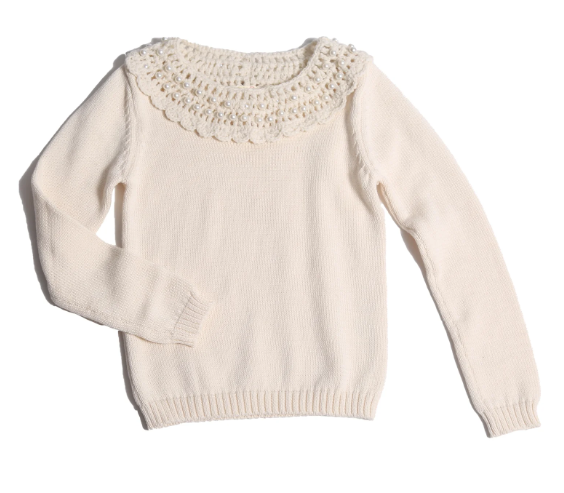 TIA CIBANI CROCHET COLLAR CREW NECK TOP(9-16Y)