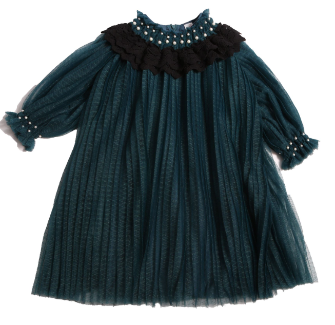 TIA CIBANI GAEL CRUSH PLEATED FROCK (2-16Y)