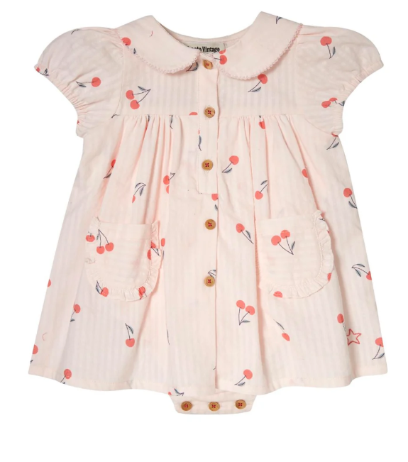 TOCOTO VINTAGE CHERRIES BODYSUIT DRESS(18M-2Y)