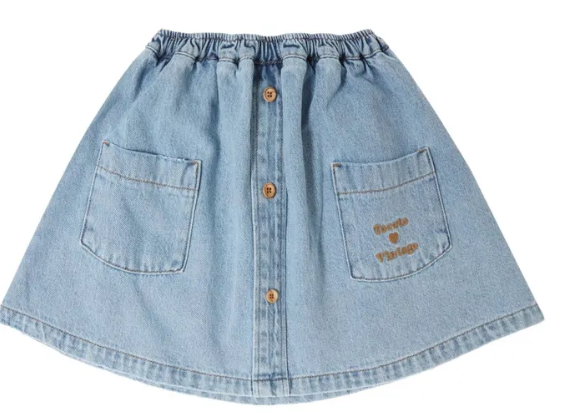 TOCOTO VINTAGE DENIM SKIRT W/POCKETS(2-6Y)